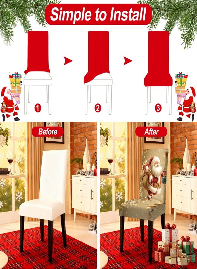 ANNA QUEEN Christmas Chair Covers Set of 4 Christmas Dining Protector Stretch Slipcovers Removable Washable for Dining Farmhouse Hotel Party Wedding (Style17) - Image 5